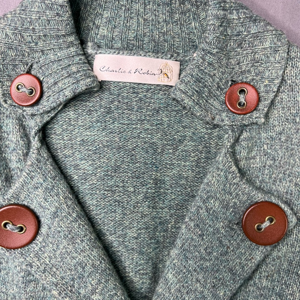 Charlie & Robin Wool Double Breasted Sweater Coat Peplum Small